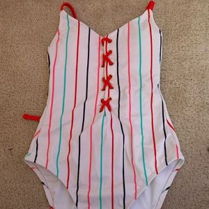 Striped one piece swimsuit